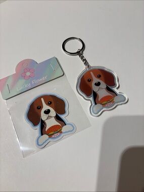 Beagle Keychain & Sticker Set